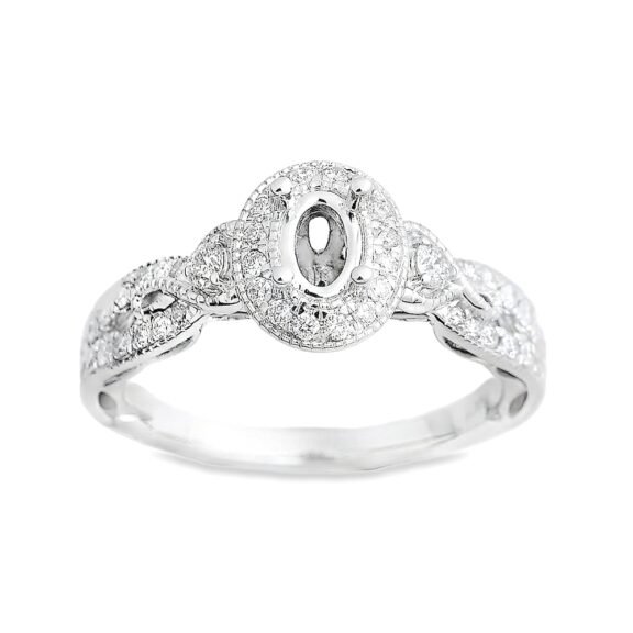 AJR29284SMW - 14K White Gold Semi Mount Ring