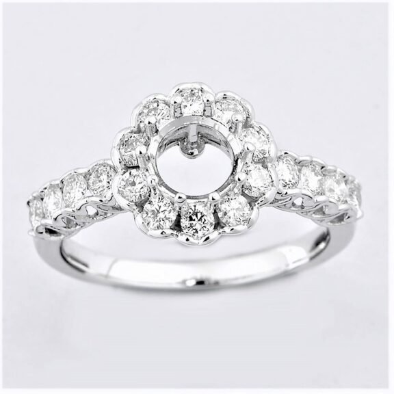 AR015997SMW - 14K White Gold Semi Mount Ring