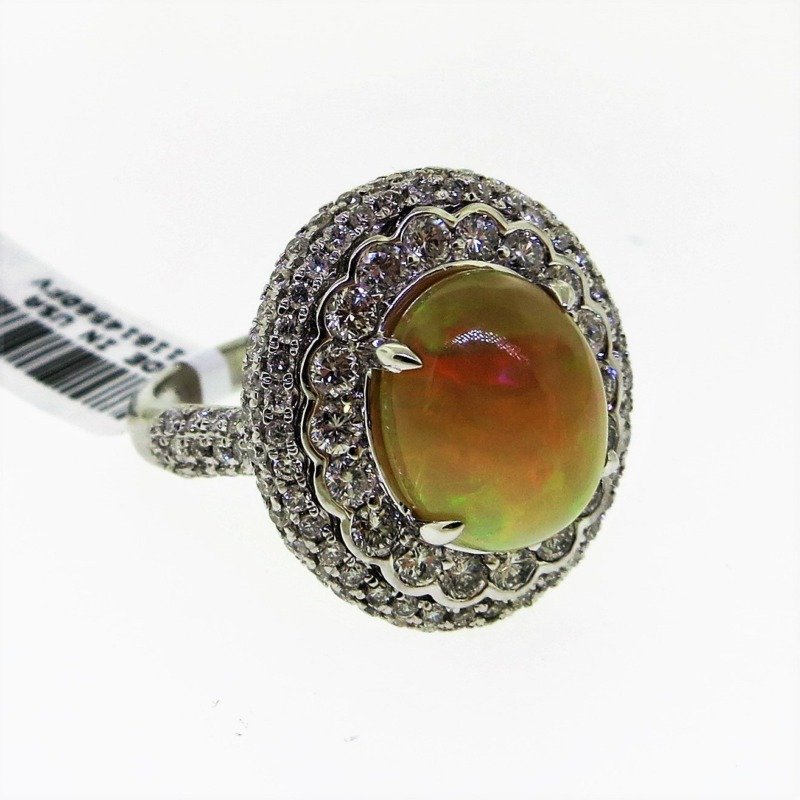 AR12125WOP - 14K White Gold Colored Stone Ring