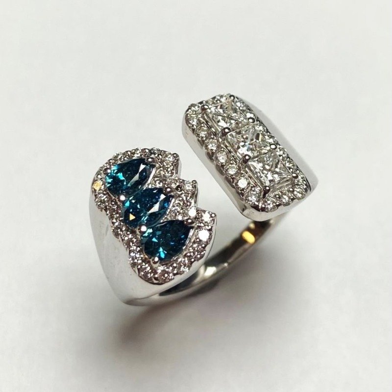 CAD260FWBLU - 14K White Gold Fashion Ring