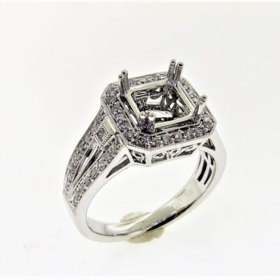 CO14SMW - 14K White Gold Semi Mount Ring