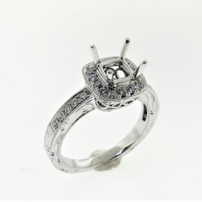 CO14SMW035 - 14K White Gold Semi Mount Ring