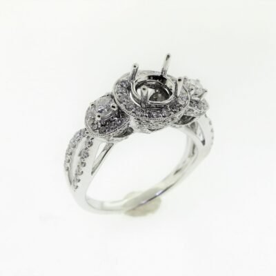 CO14SMW109 - 14K White Gold Semi Mount Ring