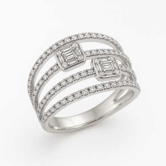 AR014306W - 14K White Gold Fashion Ring