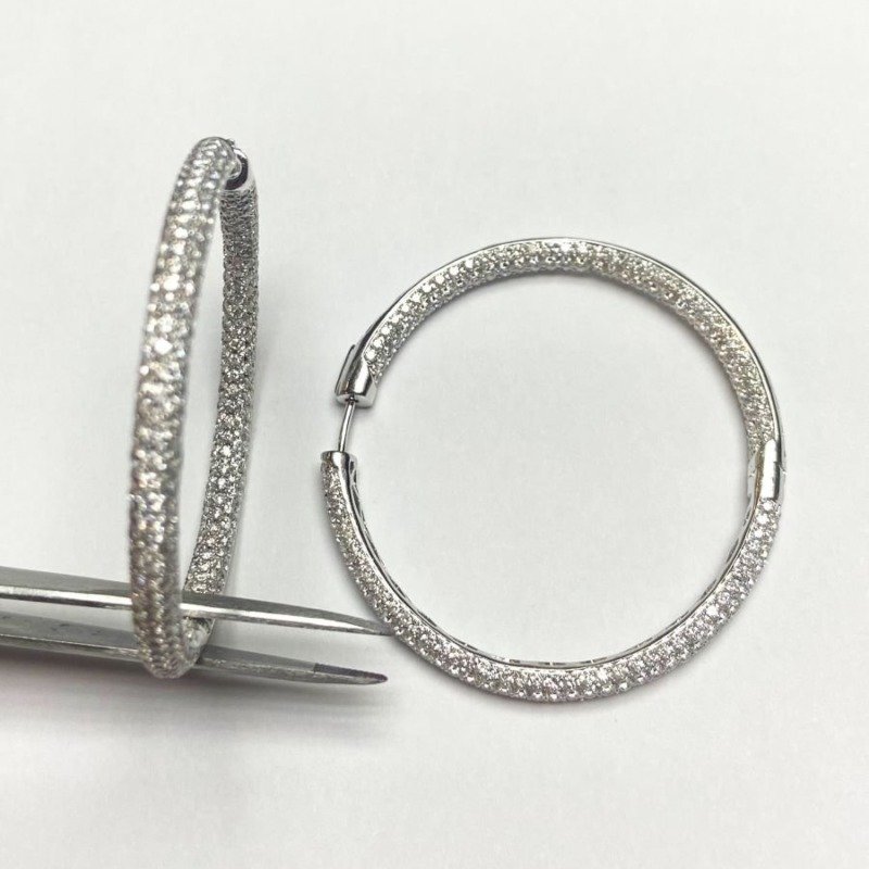 E14W02979 - 14K White Gold Hoop Earrings