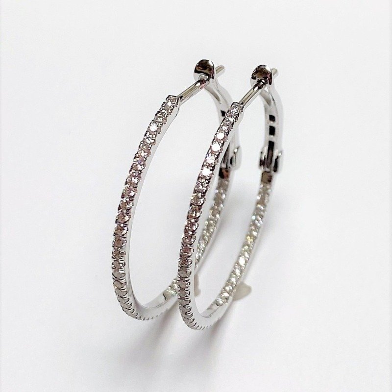 ER1023W - 14K White Gold Hoop Earrings