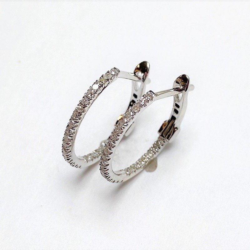 ER958W - 14K White Gold Hoop Earrings