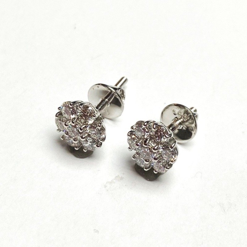 EXER1366-W-LGD - 14K White Gold Stud Earrings