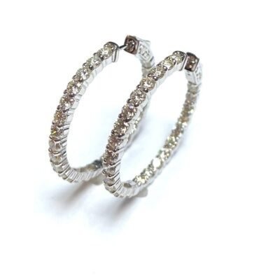 F142-10MCEW23 - 14K White Gold Hoop Earrings