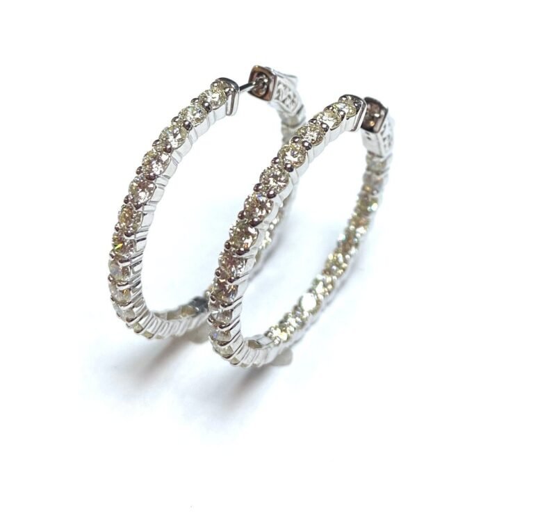 F142-10MCEW23 - 14K White Gold Hoop Earrings