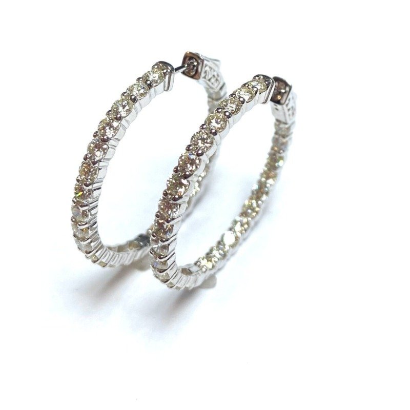F142-10MCEW23 - 14K White Gold Hoop Earrings