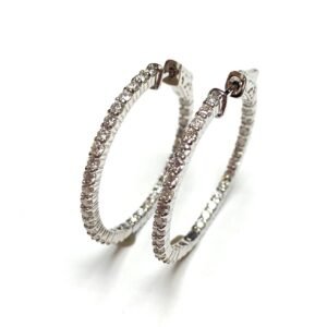 F142-3MCEW55 - 14K White Gold Hoop Earrings