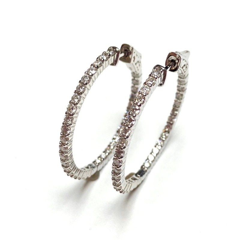 F142-3MCEW55 - 14K White Gold Hoop Earrings