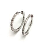 F142-3SMCEW - 14K White Gold Hoop Earrings
