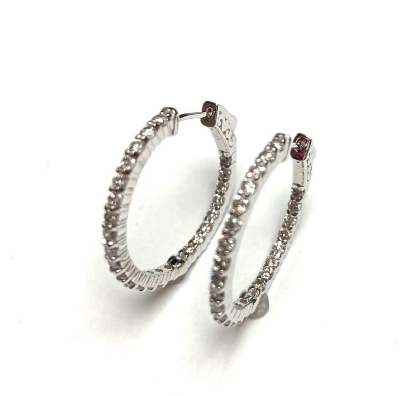 F142-3SMCEW - 14K White Gold Hoop Earrings
