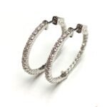 F142-5LCEW - 14K White Gold Hoop Earrings