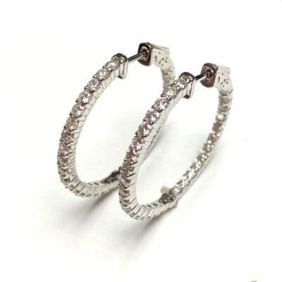 F142-5LCEW - 14K White Gold Hoop Earrings