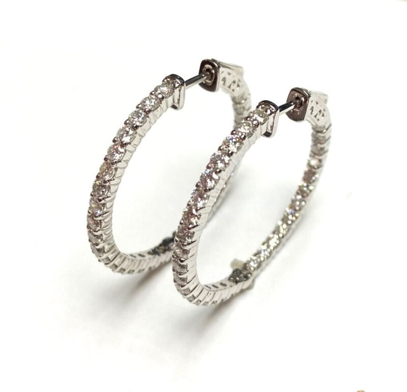 F142-5LCEW - 14K White Gold Hoop Earrings