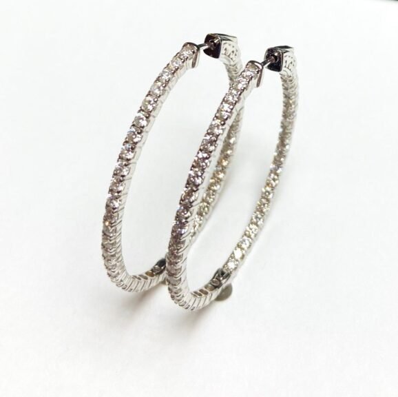 F2225MCEW - 14K White Gold Hoop Earrings