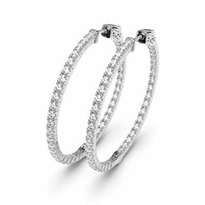 F2225MCEW - 14K White Gold Hoop Earrings