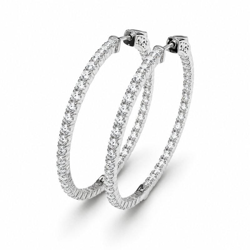 F2225MCEW - 14K White Gold Hoop Earrings