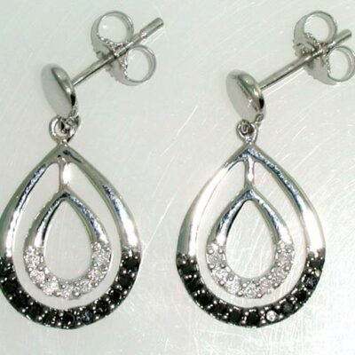 FER185BA - 14K White Gold Dangle Earrings