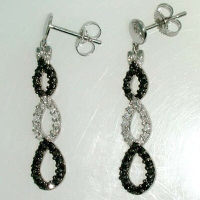 FER3058BA - 14K White Gold Dangle Earrings