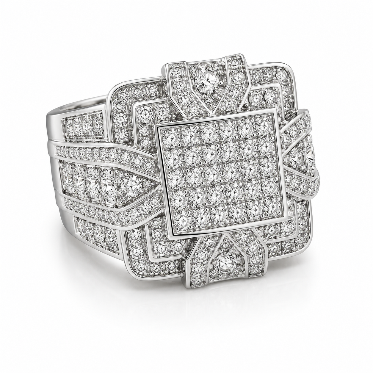 FORR6841W-14K White Gold Gents Ring
