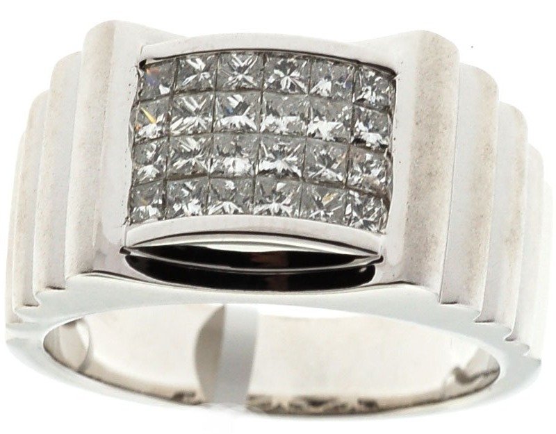 GR00003 - 14K White Gold Gents Ring
