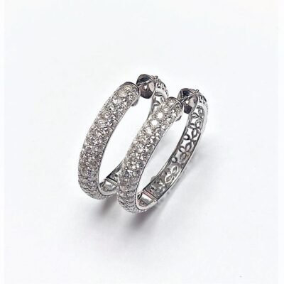 ISDE01643W - 14K White Gold Hoop Earrings