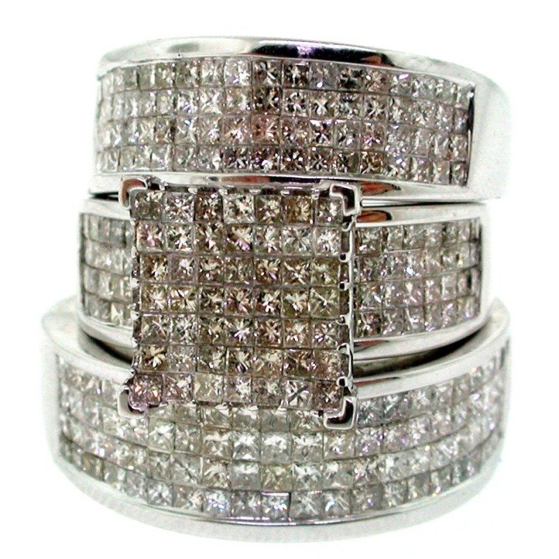 IVR9593W - 14K White Gold Trio Rings