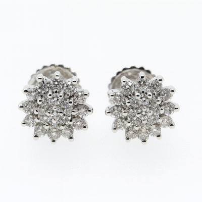 UB10239EW - 14K White Gold Stud Earrings