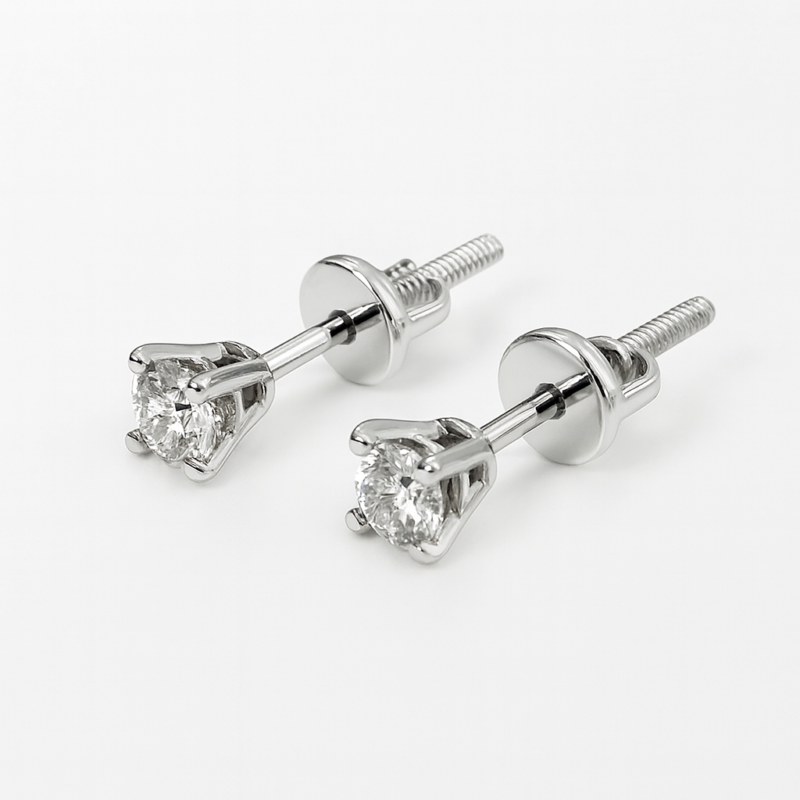 SBER435HW55 - 14K White Gold Stud Earrings