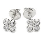 SLNER0051-8MMW - 14K White Gold Stud Earrings