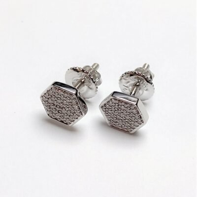 JE09356W - 14K White Gold Stud Earrings