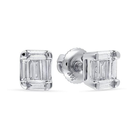 KE300838W - 14K White Gold Stud Earrings