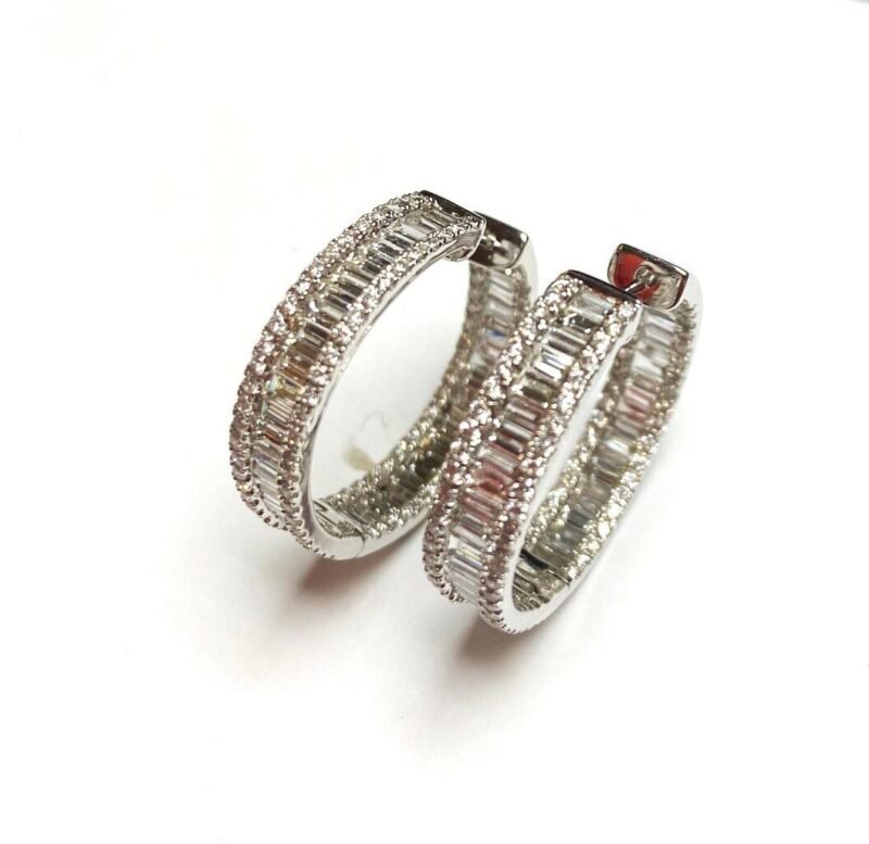 KE302985W - 14K White Gold Huggies Earring