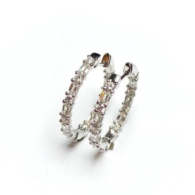 KE303186W - 14K White Gold Hoop Earrings