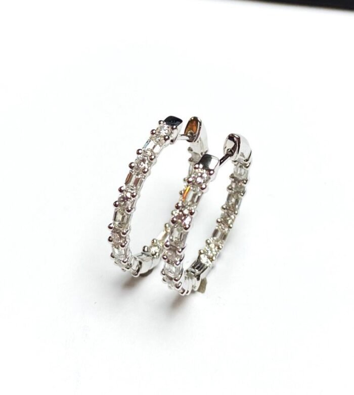 KE303186W - 14K White Gold Hoop Earrings