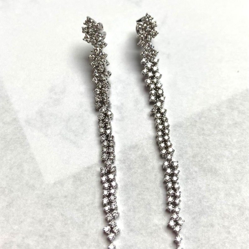 KE303709W - 14K White Gold Dangle Earrings