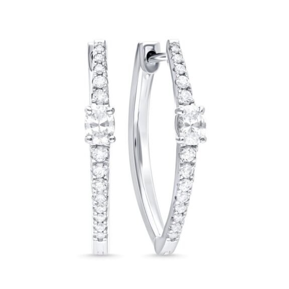 KE303784W - 14K White Gold Hoop Earrings