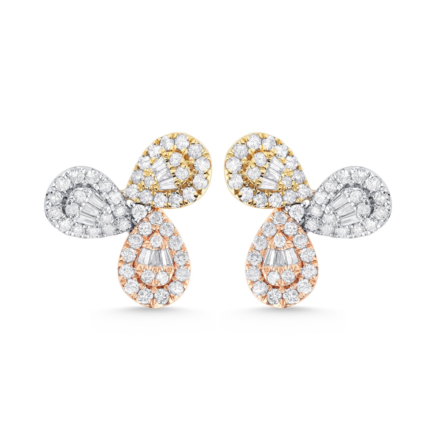 KE603012WYP - 14K Two Tones Gold Stud Earrings