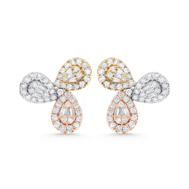 KE603012WYP - 14K Two Tones Gold Stud Earrings