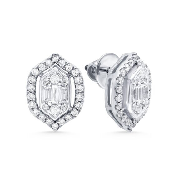 KE603393W - 14K White Gold Stud Earrings