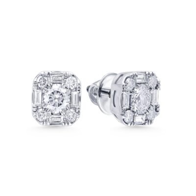 KE604171W - 14K White Gold Stud Earrings