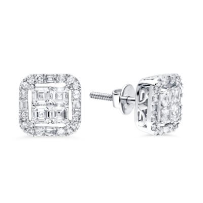 KE606245W - 14K White Gold Stud Earrings