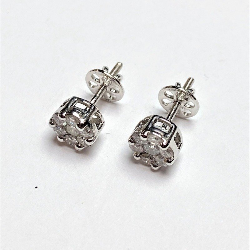KNRER8071W - 14K White Gold Stud Earrings