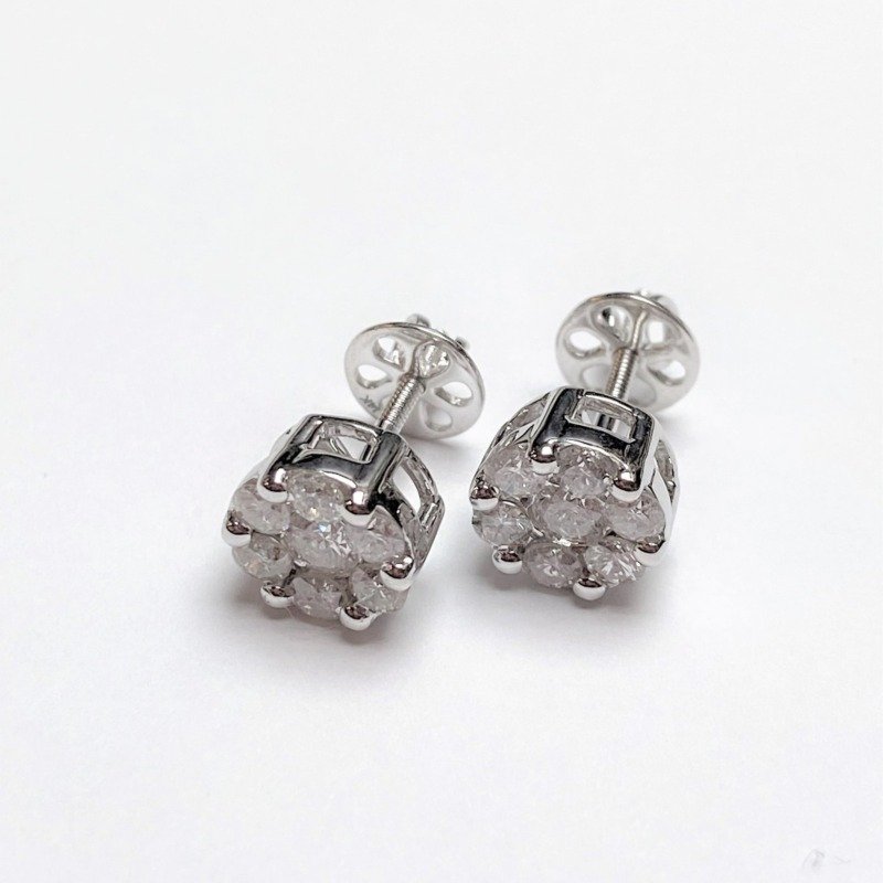 KNRER8072W - 14K White Gold Stud Earrings
