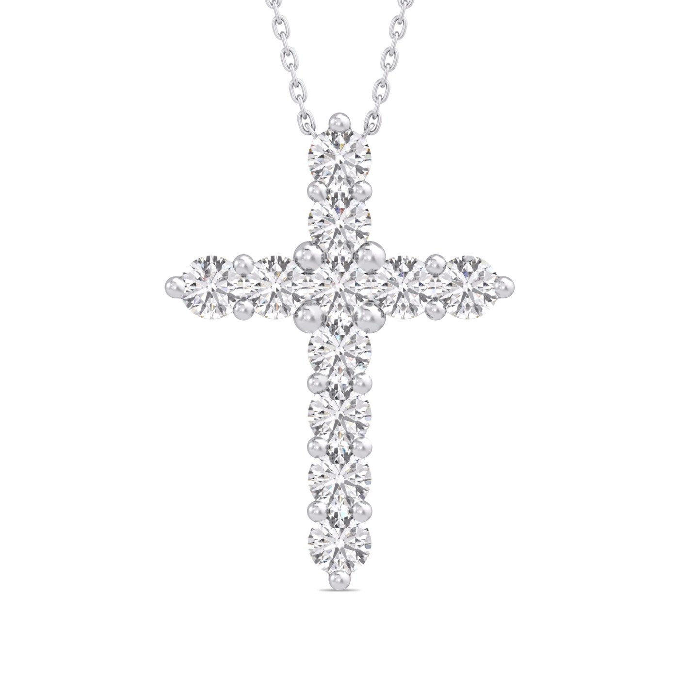 KP200701W - 14K White Gold Cross Pendant