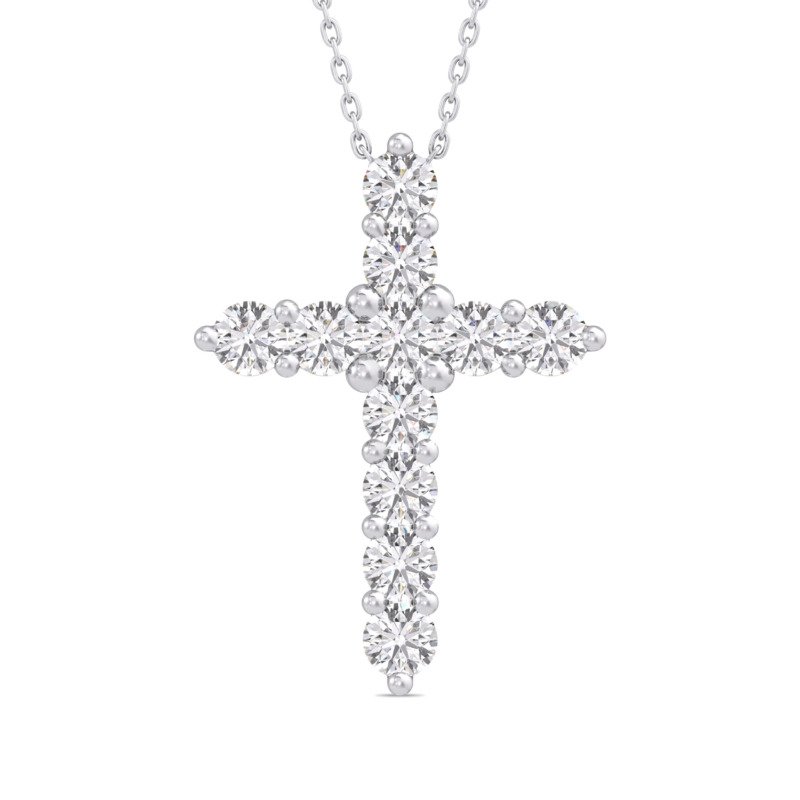 KP200701W - 14K White Gold Cross Pendant